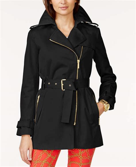 michael kors leather trench|Michael Kors belted trench coats.